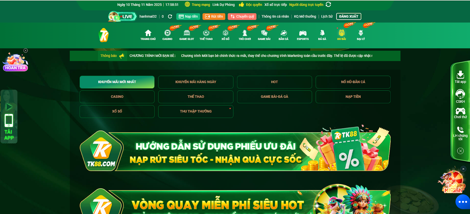 Khuyến Mãi TK88: Chinh Phục Người Chơi Bằng Những Ưu Đãi Hấp Dẫn Và Đa Dạng - Ảnh 1