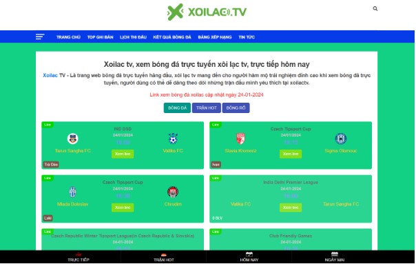 Trang web là địa chỉ cung cấp các dịch vụ bóng đá đa dạng nhất thị trường